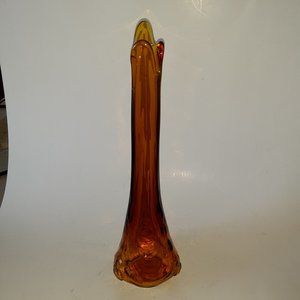 Vintage Dark Amber Art Glass Swung Vase